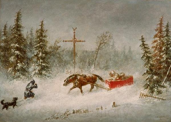 Cornelius Krieghoff The Blizzard Norge oil painting art